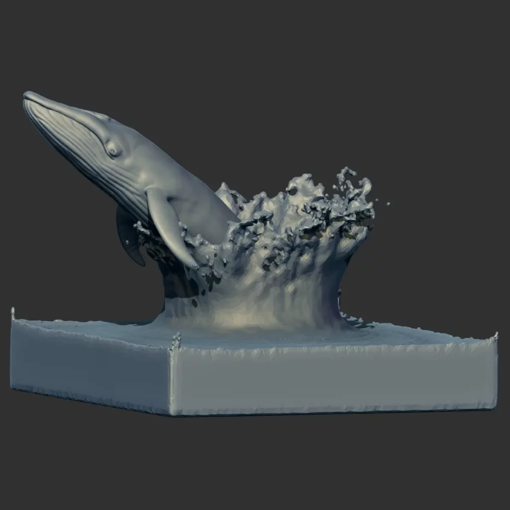 Print Ready Blue Whale 3D Model Sculpt 02