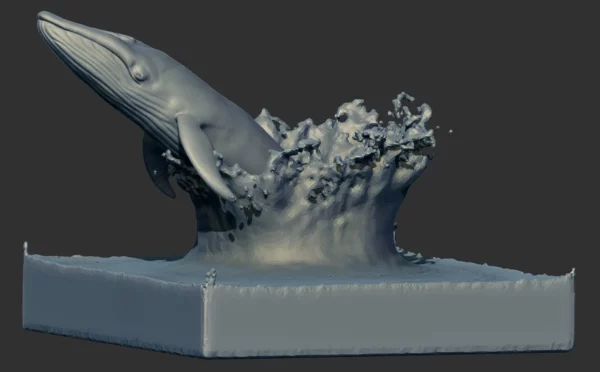 Print Ready Blue Whale 3D Model Sculpt 02 3D Model whale3ds.com